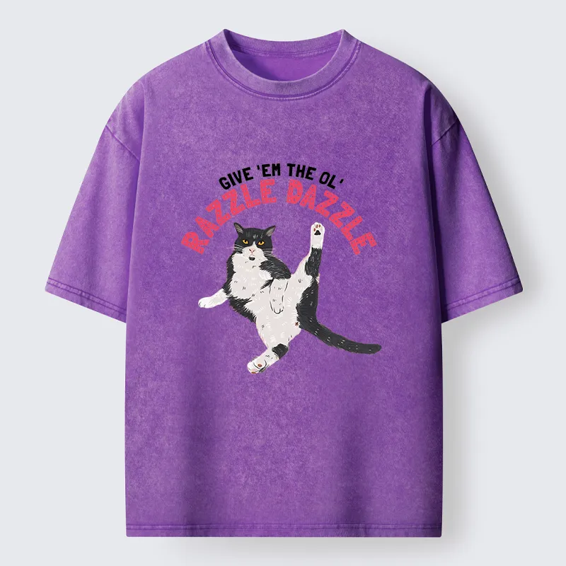 Tokyo-Tiger Cute Tuxedo Cat Washed T-Shirt