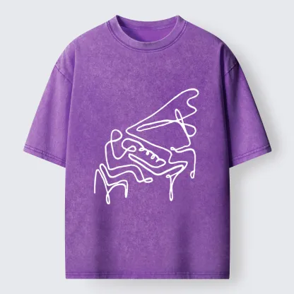 Tokyo-Tiger Minimalist Piano Washed T-Shirt