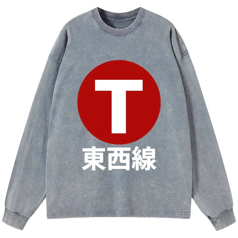 Tokyo-Tiger Tozai Line Kyoto Washed Long Sleeve T-Shirt