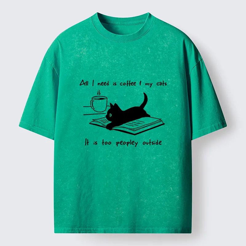 Tokyo-Tiger I Need Is Coffee And My Cat Washed T-Shirt