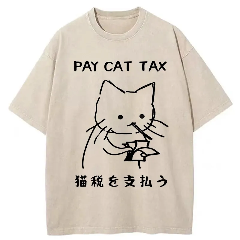 Tokyo-Tiger Pay Cat Tax Washed T-Shirt