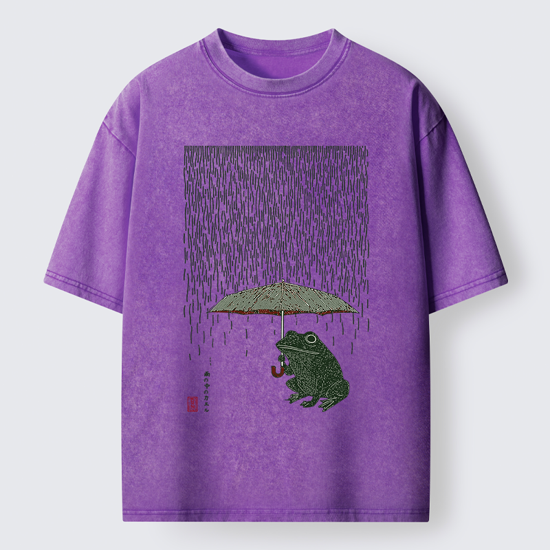 Tokyo-Tiger Frog In The Rain Washed T-Shirt