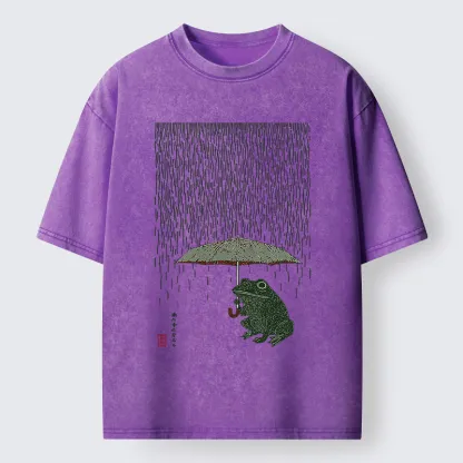 Tokyo-Tiger Frog In The Rain Washed T-Shirt