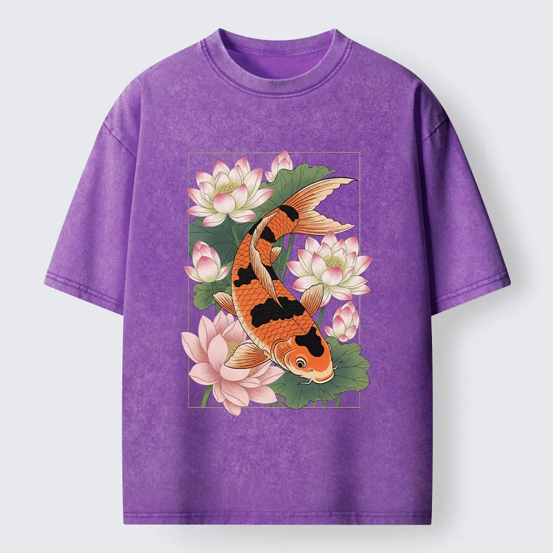 Tokyo-Tiger Japanese Traditional Koi Washed T-Shirt