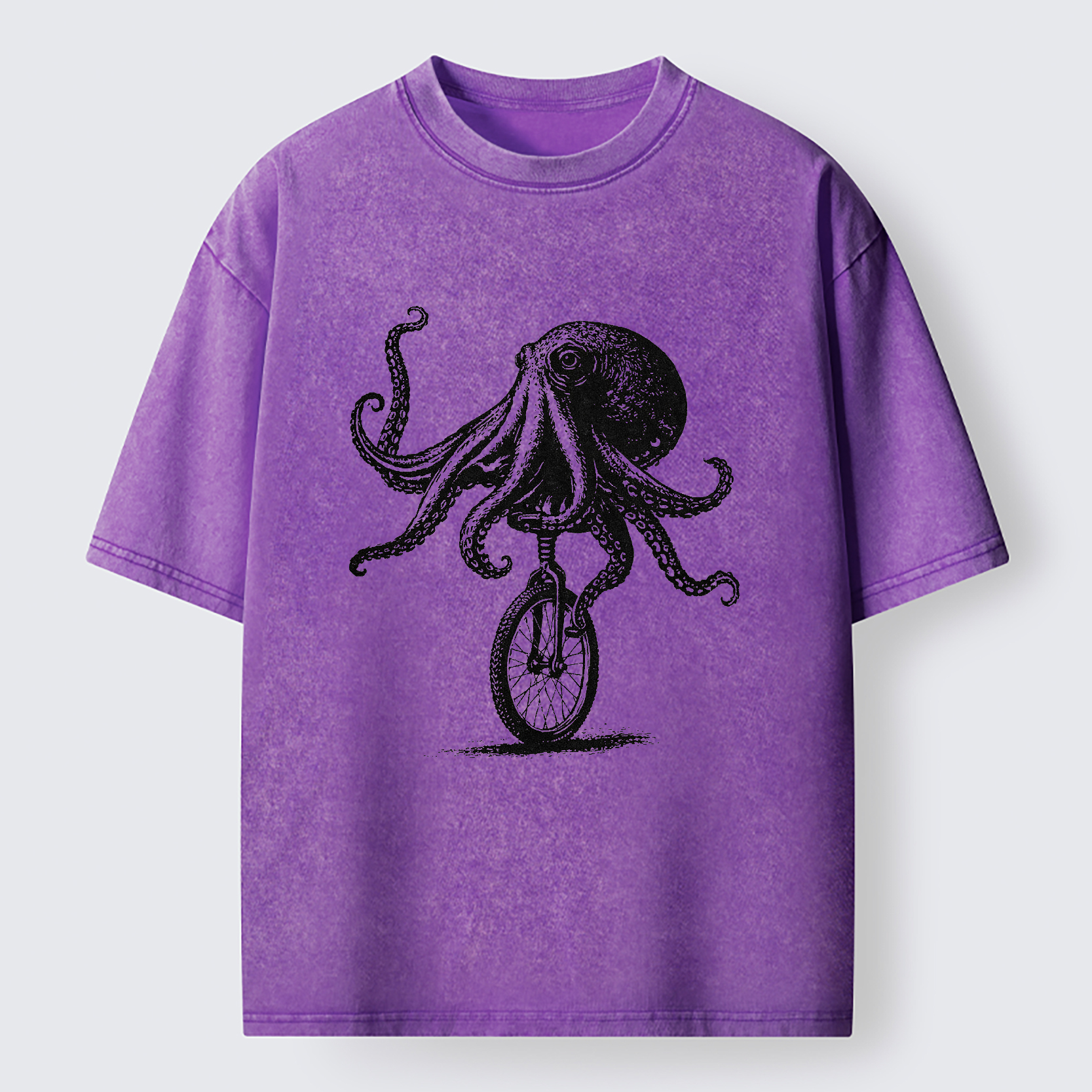 Tokyo-Tiger Octopus On A Unicycle Washed T-Shirt