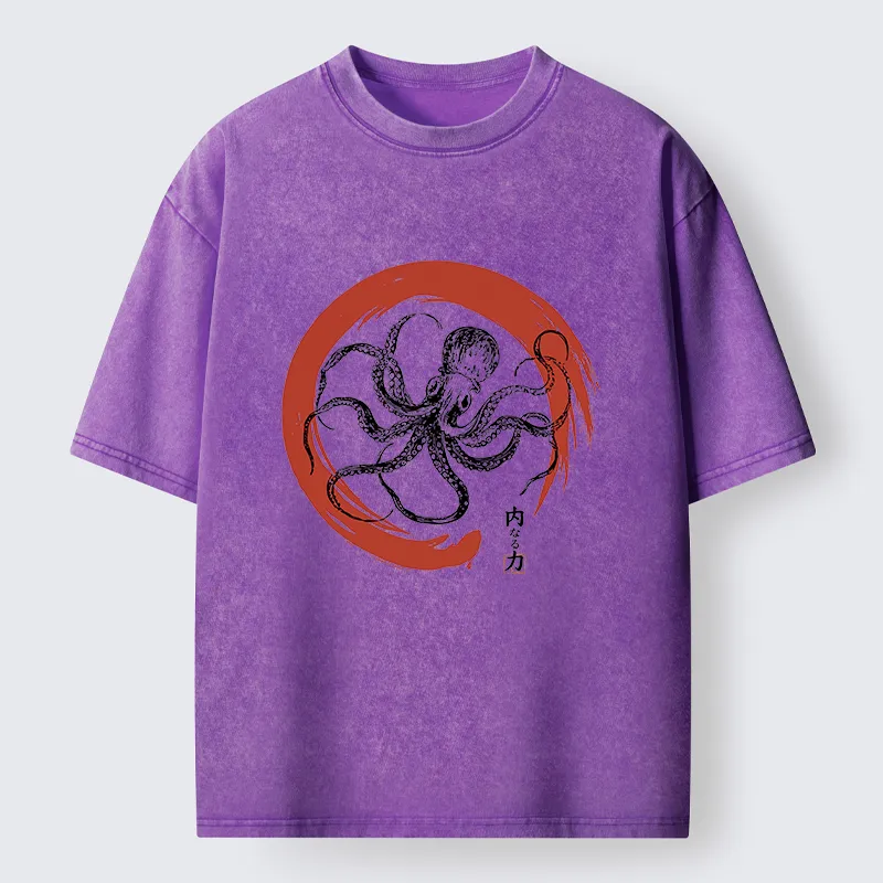 Tokyo-Tiger Zen Octopus Washed T-Shirt