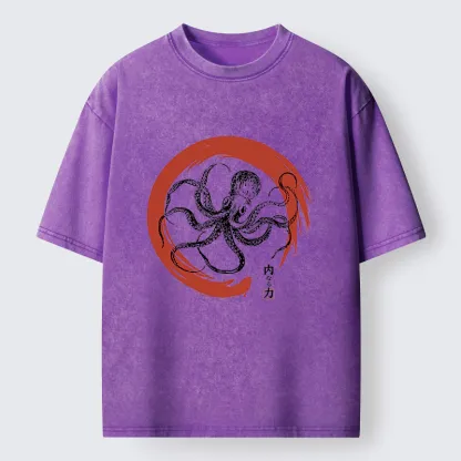 Tokyo-Tiger Zen Octopus Washed T-Shirt