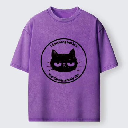 Tokyo-Tiger Black Cat Won't Bring Bad Luck Washed T-Shirt
