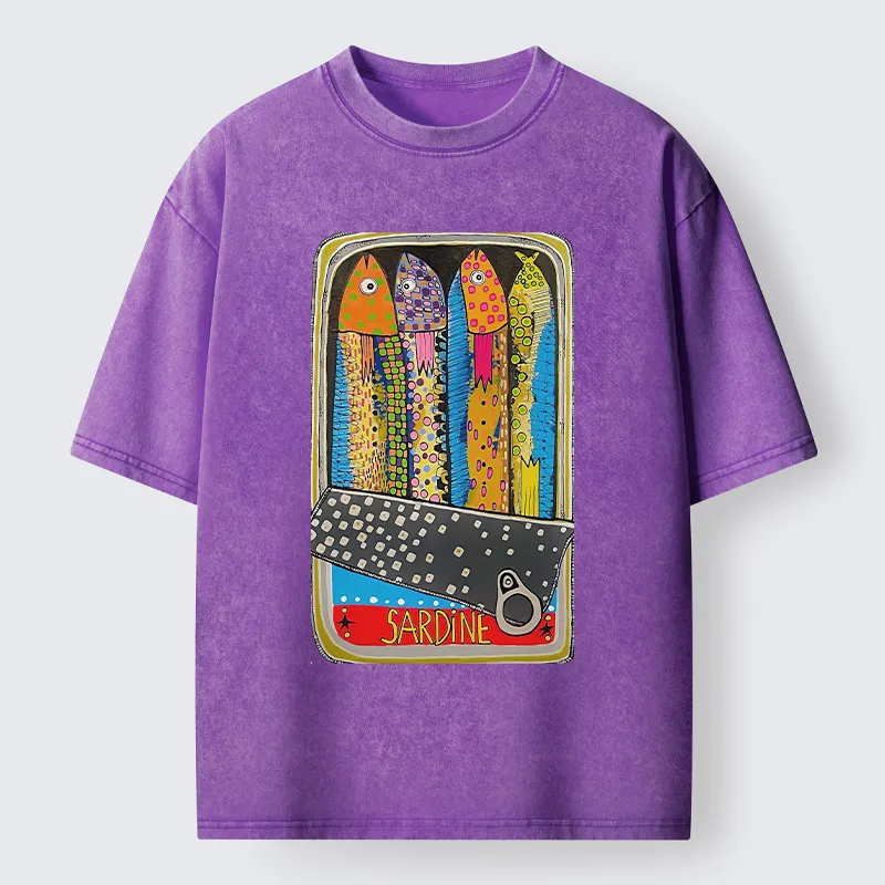 Tokyo-Tiger Colorful Sardines Washed T-Shirt