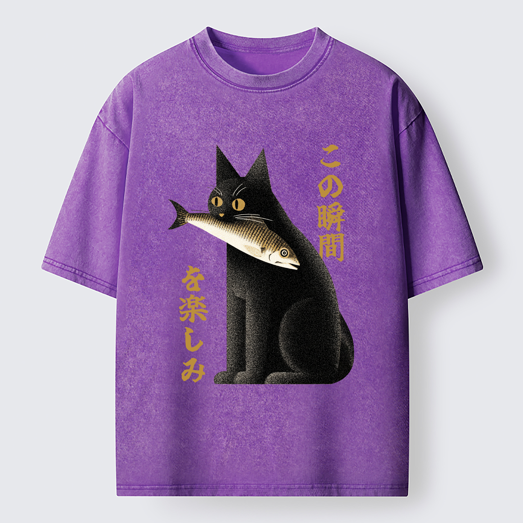 Tokyo-Tiger Enjoy The Cat Enjoys The Moment Washed T-Shirt