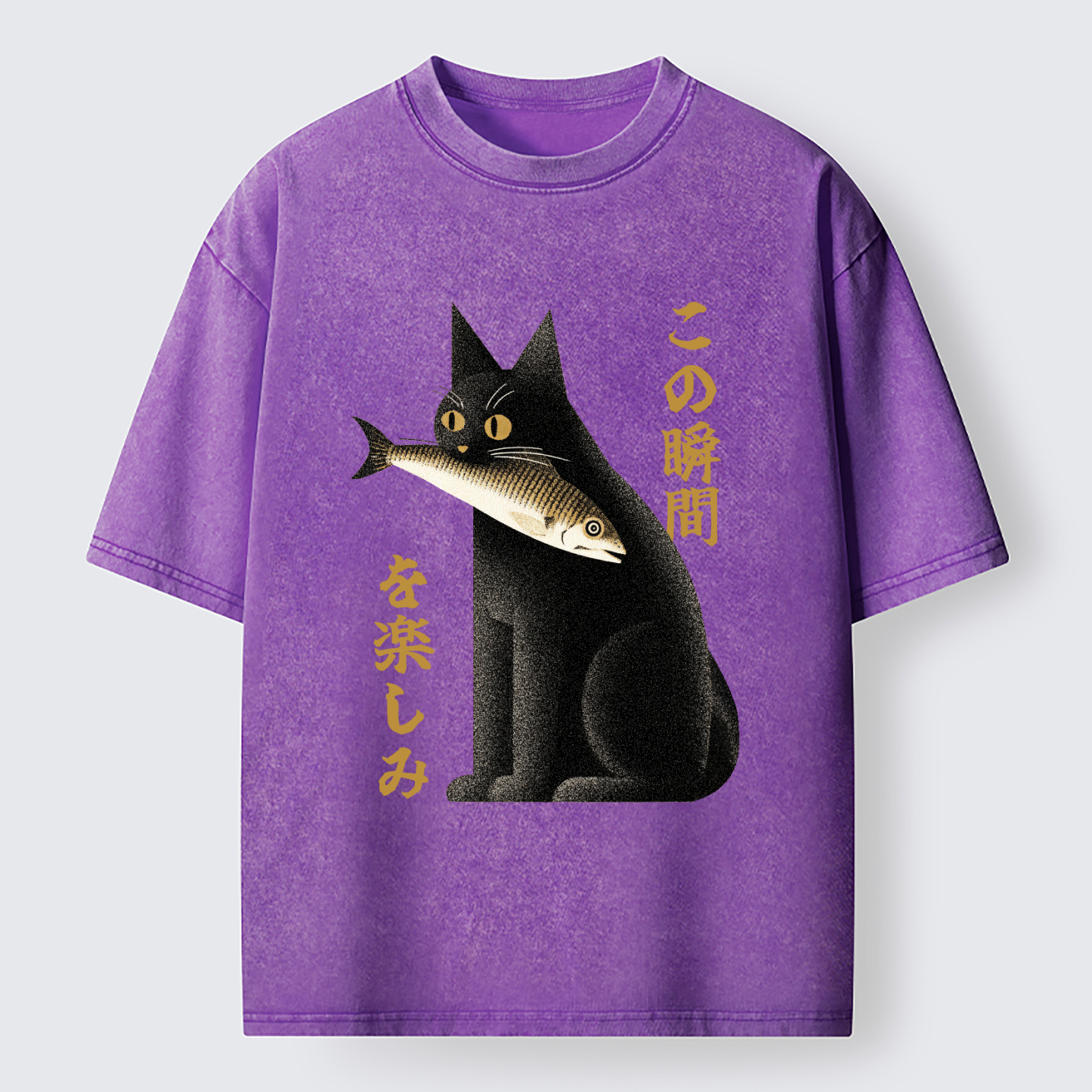 Tokyo-Tiger Enjoy The Cat Enjoys The Moment Washed T-Shirt