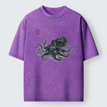 Tokyo-Tiger Ink-Sea Octopus Washed T-Shirt