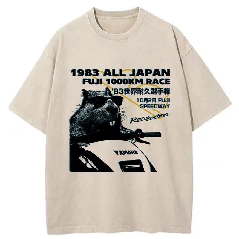 Tokyo-Tiger Funny Racing Beaver Washed T-Shirt