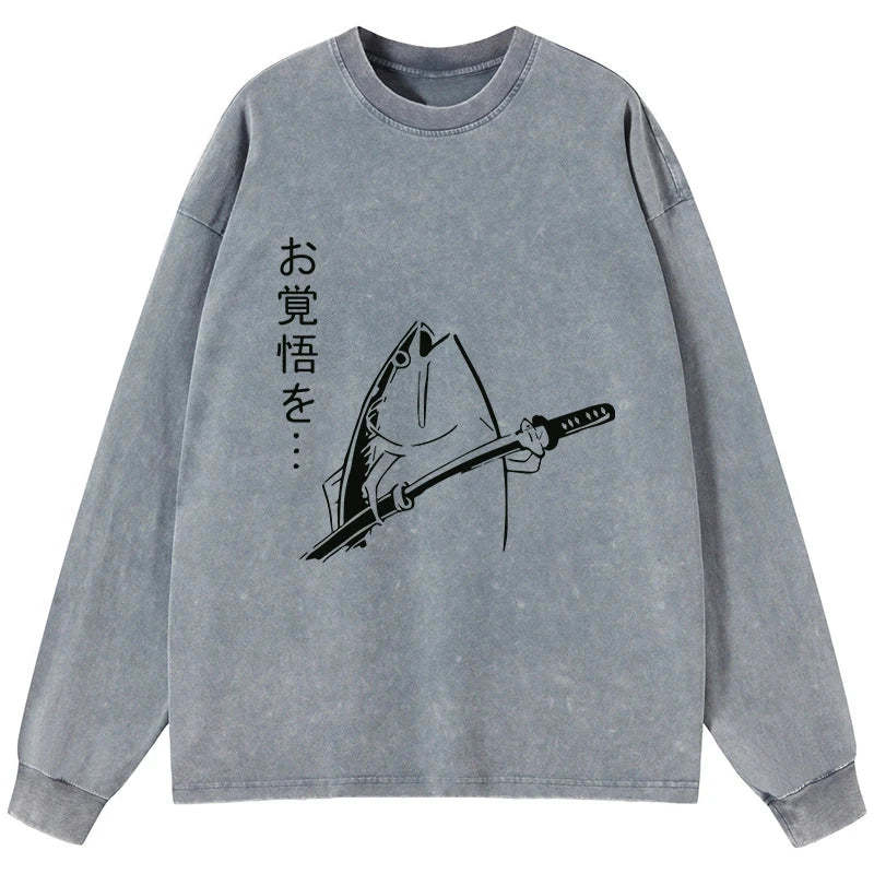 Tokyo-Tiger The Fish With The Knife Japanese Washed Long Sleeve T-Shirt Sale