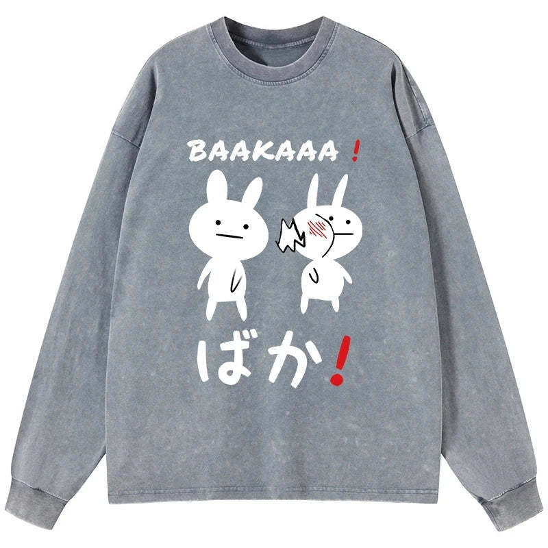 Tokyo-Tiger Anime Baka Manga Slap Washed Long Sleeve T-Shirt