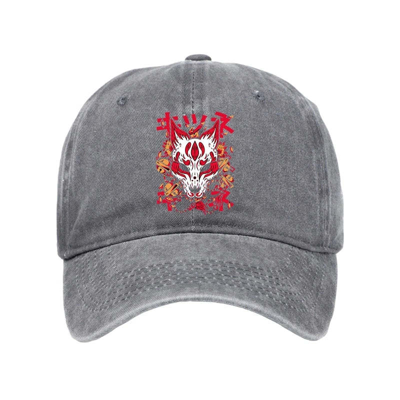 Tokyo-Tiger Japanese Kitsune Mask Washed Cap