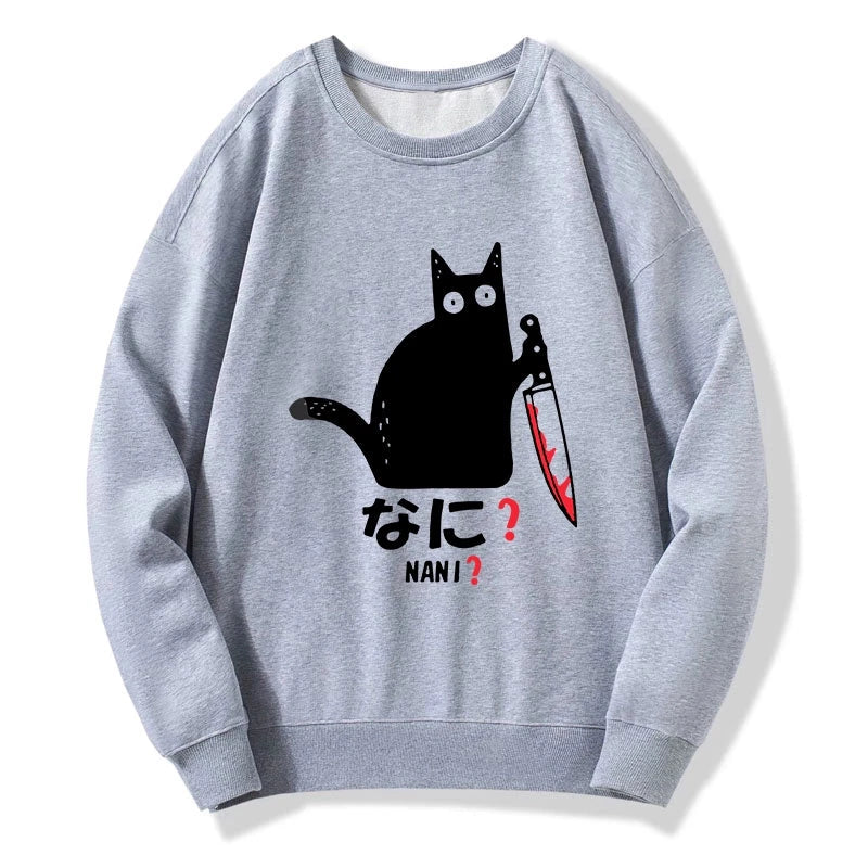 Tokyo-Tiger A Puzzled Cat Holding A Knife Sweatshirt