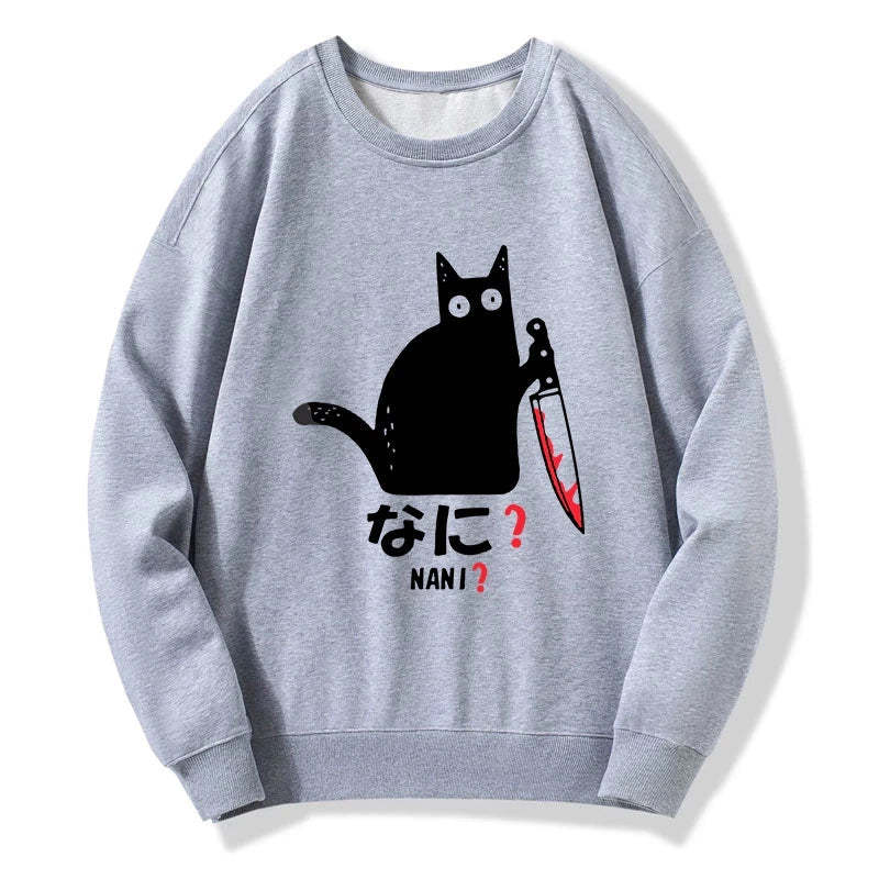 Tokyo-Tiger A Puzzled Cat Holding A Knife Sweatshirt