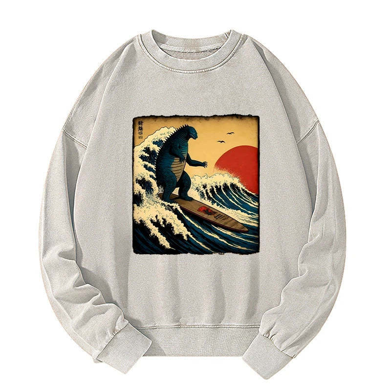 Tokyo-Tiger The Great Wave Washed Sweatshirt