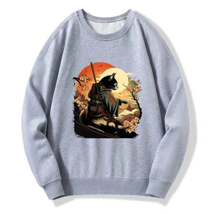 Tokyo-Tiger Cat Ninja Ukiyo-e Anime Style Samurai Sweatshirt