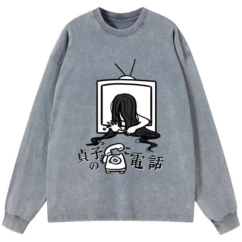 Tokyo-Tiger The Ring Sadako Washed Long Sleeve T-Shirt