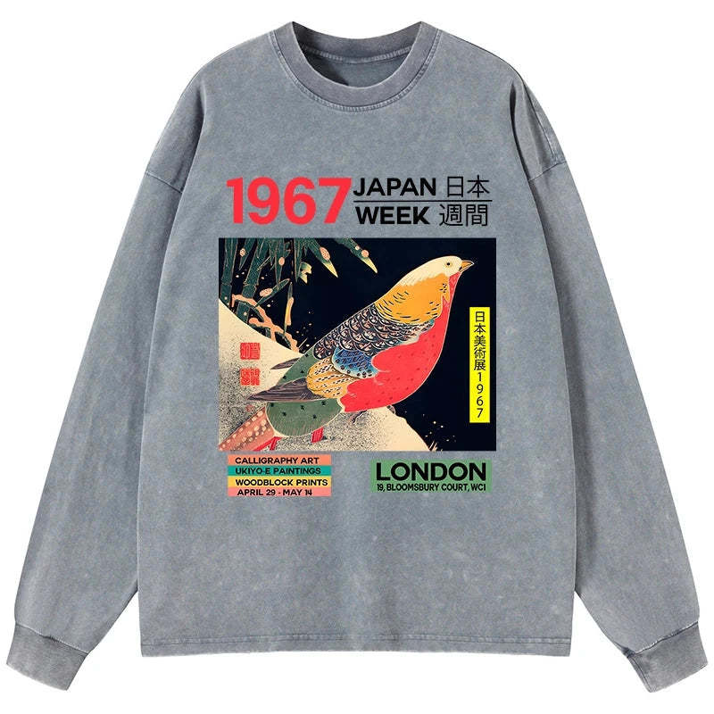 Tokyo-Tiger Art Studio Exhibition Japanese Washed Long Sleeve T-Shirt Sale
