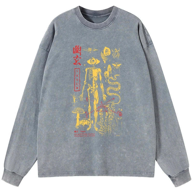 Tokyo-Tiger Spooky Ghost Japanese Washed Long Sleeve T-Shirt Sale