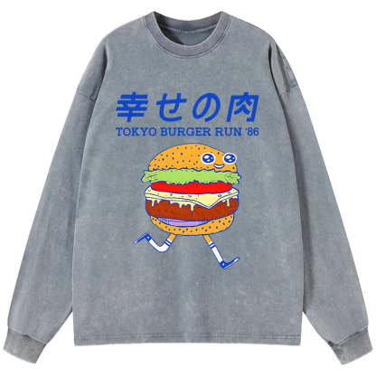 Tokyo-Tiger Tokyo Burger Run Japanese Washed Long Sleeve T-Shirt
