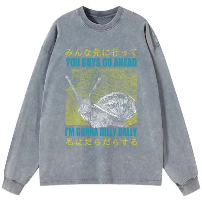 Tokyo-Tiger Slow Snail Japanese Washed Long Sleeve T-Shirt