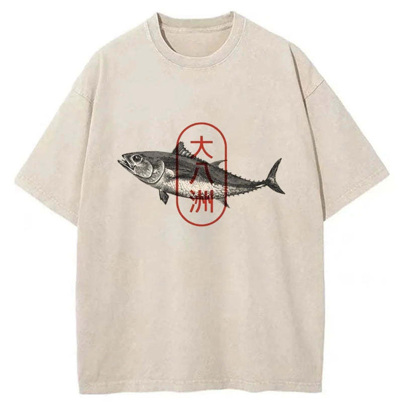 Tokyo-Tiger Sushi Fish Washed T-Shirt