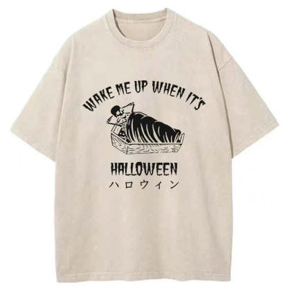 Tokyo-Tiger Wake Me Up When It's Halloween Washed T-Shirt