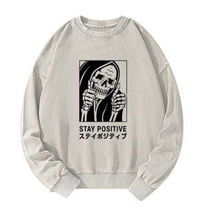 Image of Tokyo-Tiger Stay Positive Skeleton Washed Sweatshirt