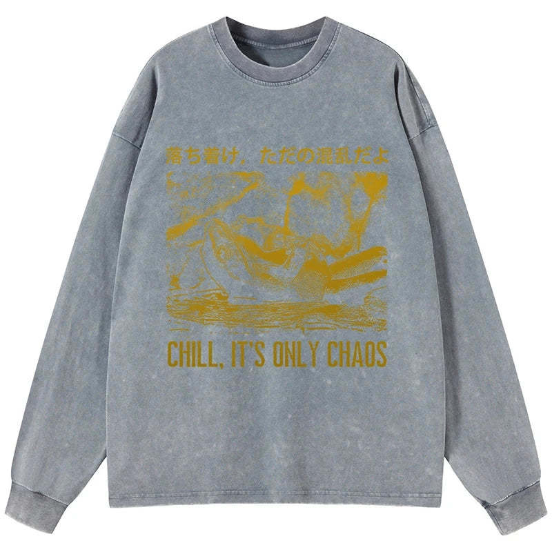 Tokyo-Tiger Cool Frog Japanese Washed Long Sleeve T-Shirt