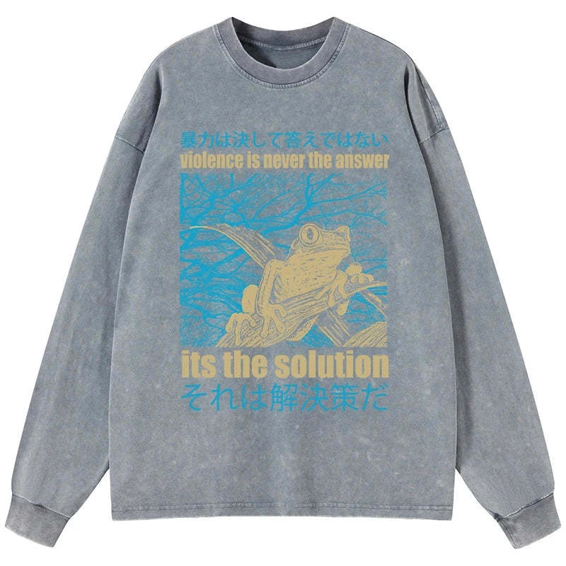 Tokyo-Tiger Violence Is Never The Answer Its The Solution Washed Long Sleeve T-Shirt Sale