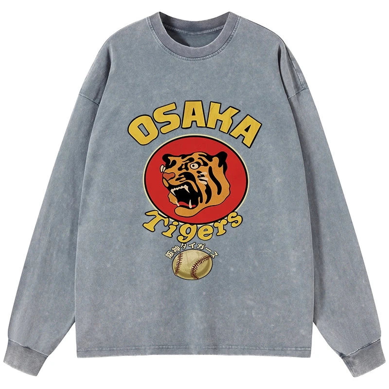 Tokyo-Tiger Osaka Tiger Baseball Washed Long Sleeve T-Shirt