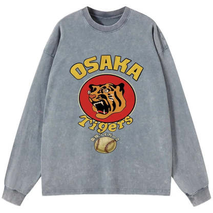 Tokyo-Tiger Osaka Tiger Baseball Washed Long Sleeve T-Shirt