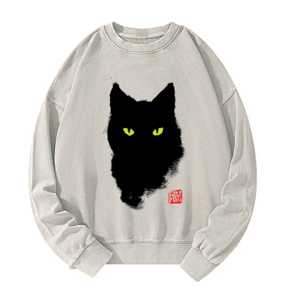 Tokyo-Tiger Cat Sharp Gaze Washed Sweatshirt