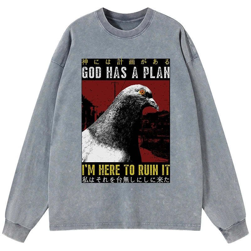 Tokyo-Tiger Pigeons That Want To Break The Plan Washed Long Sleeve T-Shirt