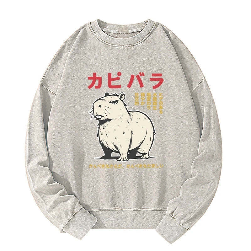 Tokyo-Tiger Angry Capybara Japan Washed Sweatshirt