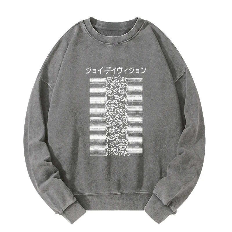 Tokyo-Tiger Funny Cat Davision Washed Sweatshirt