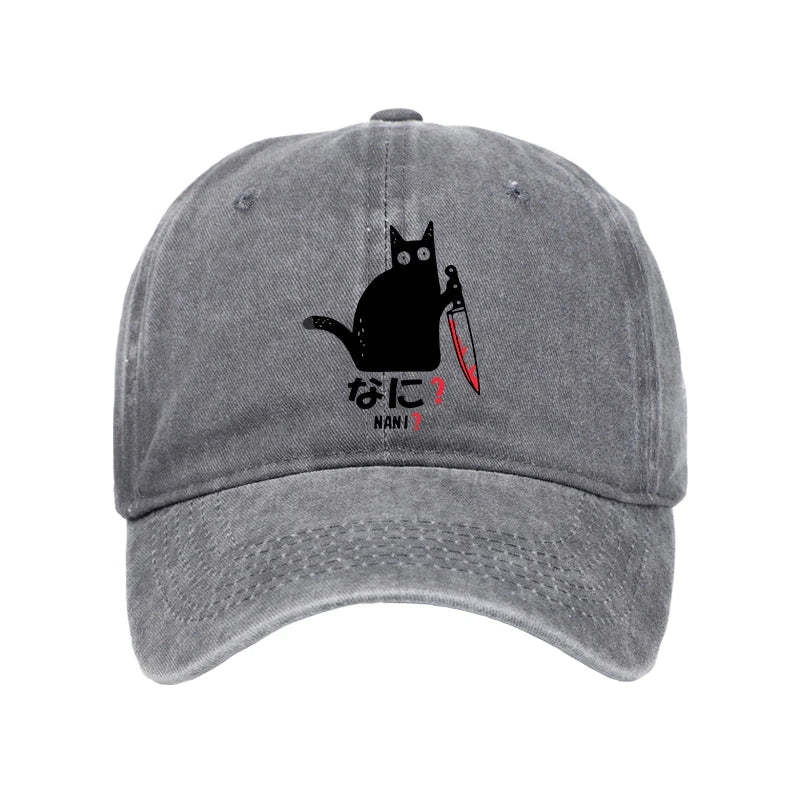 Tokyo-Tiger A Puzzled Cat Holding A Knife Washed Cap Sale