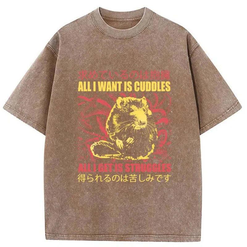 Tokyo-Tiger All I Want Is Cuddles Washed T-Shirt