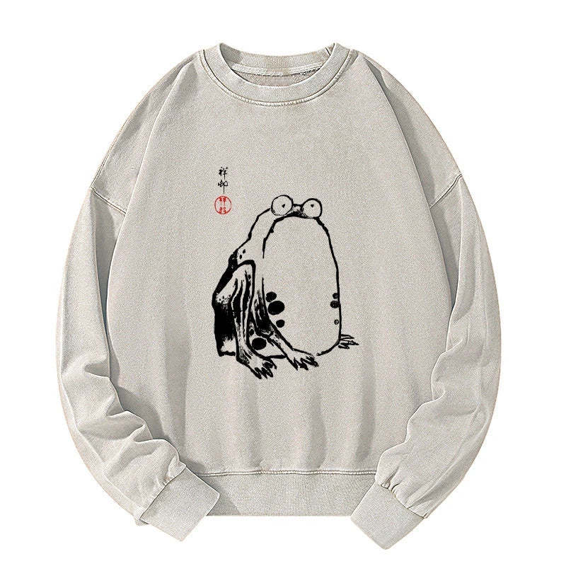 Tokyo-Tiger Grumpy Frog Matsumoto Hoji Washed Sweatshirt