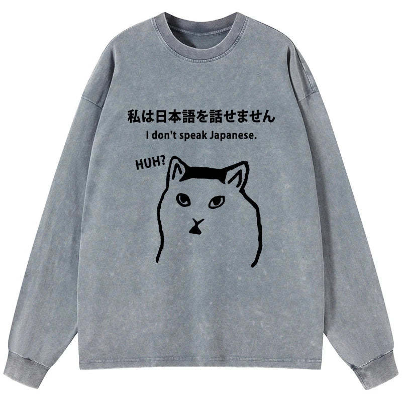 Tokyo-Tiger I Don't Speak Japanese Washed Long Sleeve T-Shirt Sale
