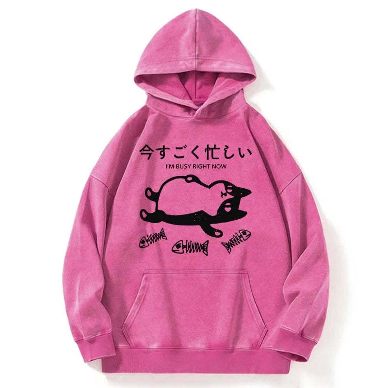 Tokyo-Tiger I'm Busy Right Now Washed Hoodie