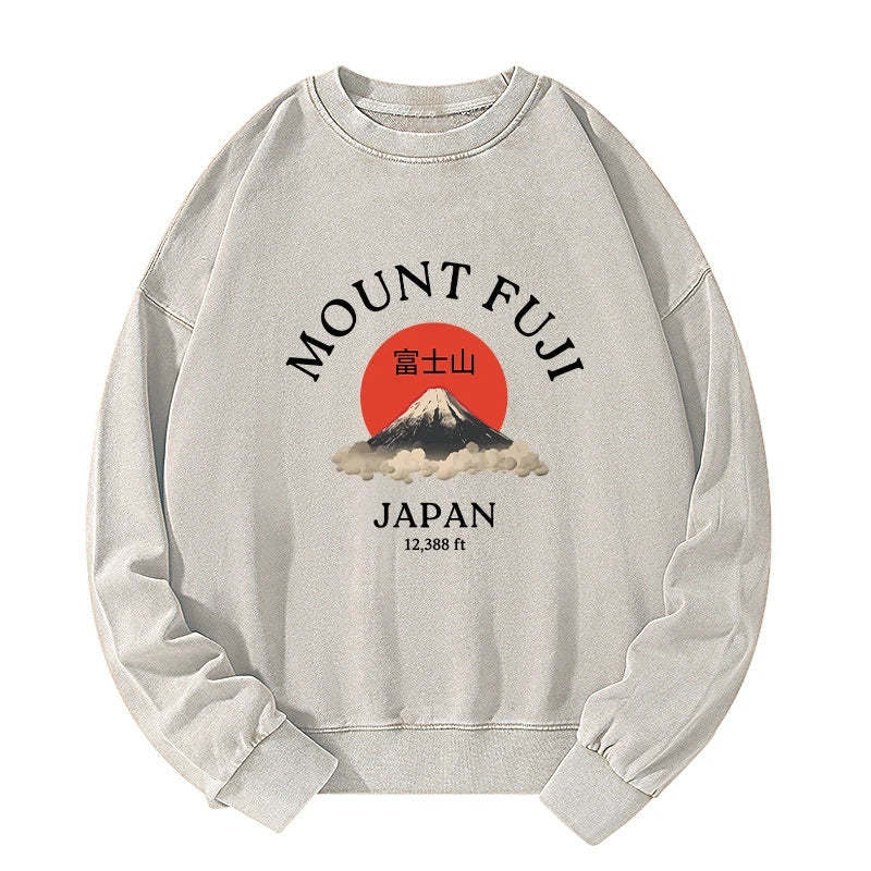 Tokyo-Tiger Japan Mount Fuji Sun Unisex Washed Sweatshirt Sale