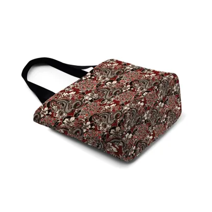 Tokyo-Tiger Japanese Retro Dragon Zipper Tote Bag