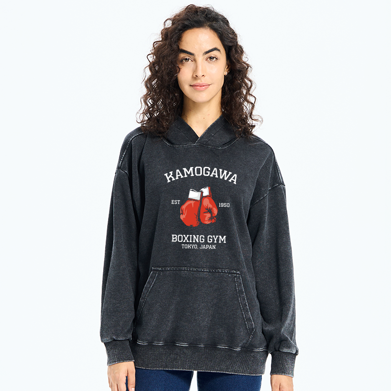 Tokyo-Tiger Retro Boxing Gloves Manga Anime Washed Hoodie