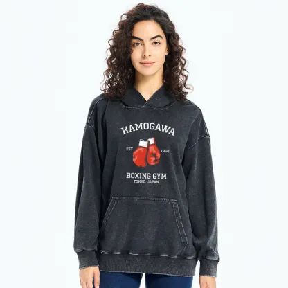 Tokyo-Tiger Retro Boxing Gloves Manga Anime Washed Hoodie