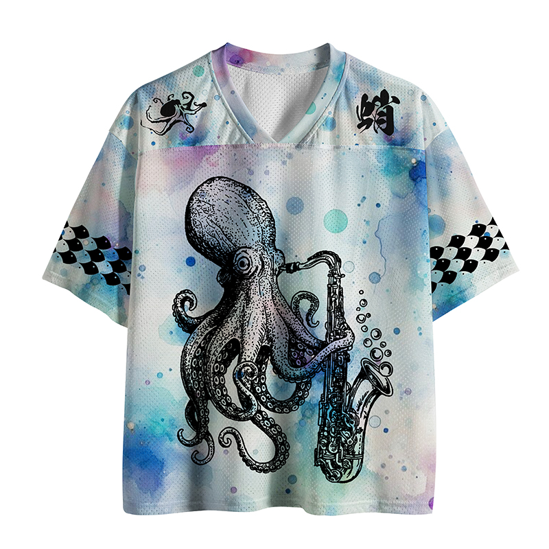 Tokyo-Tiger Frog Octopus Playing Saxophone Mesh Jersey